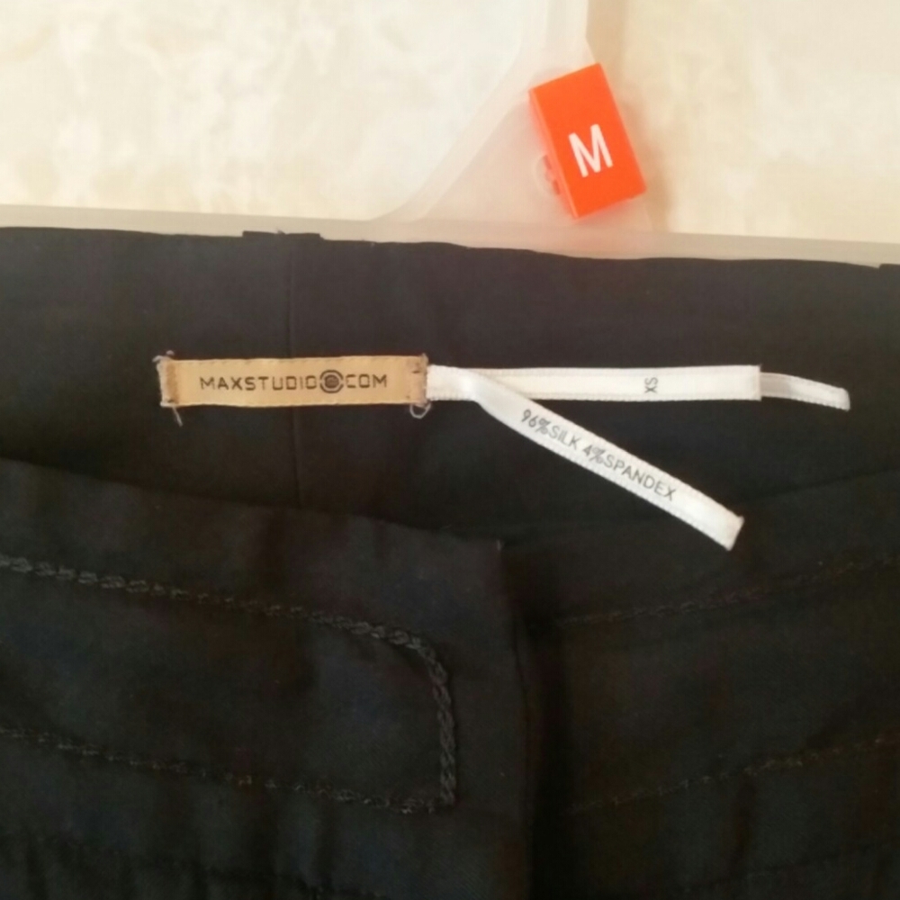 Max Studio 96%silk black wide leg flowy pants xs